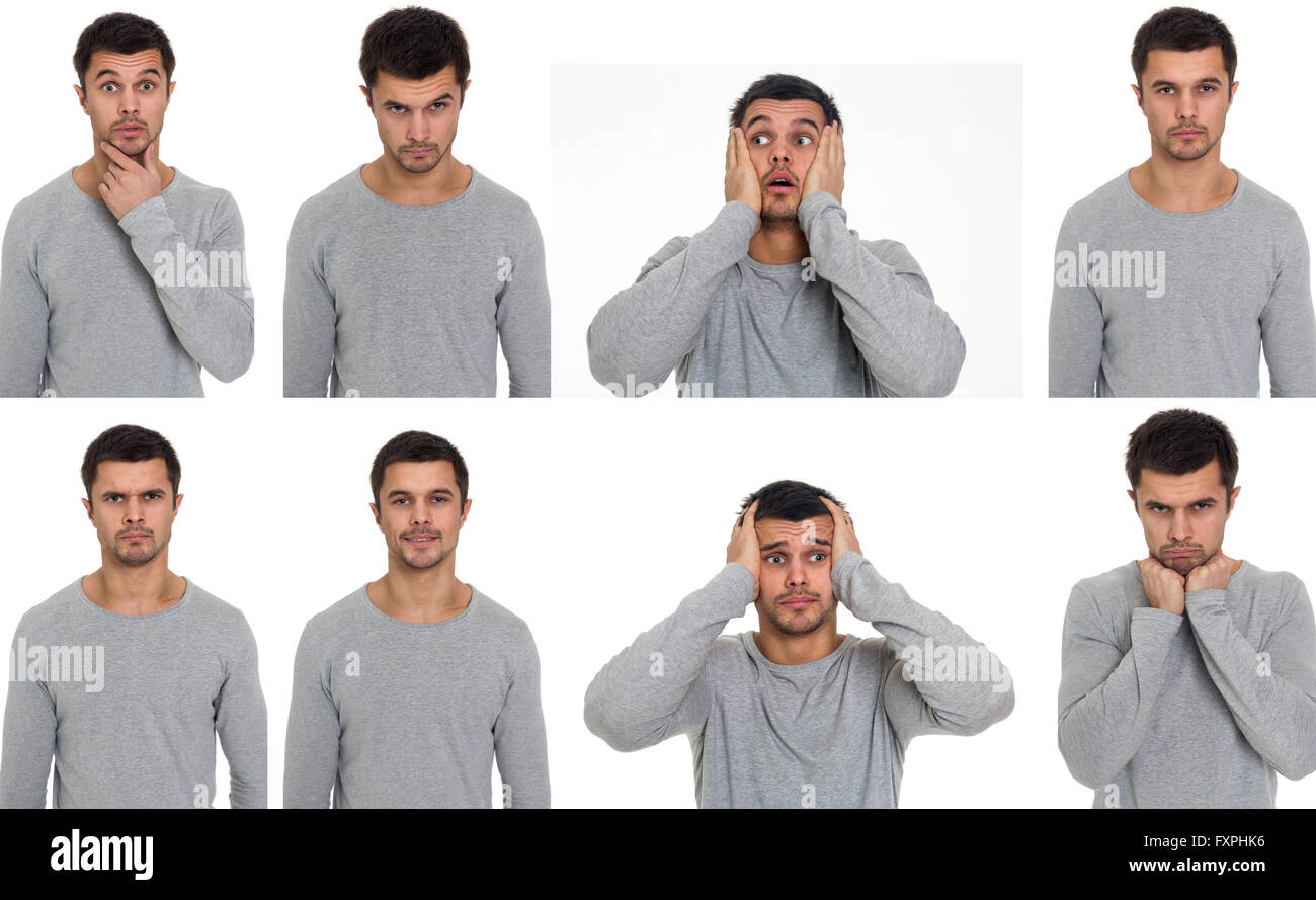 Portraits with different emotions of a young man Stock Photo Alamy