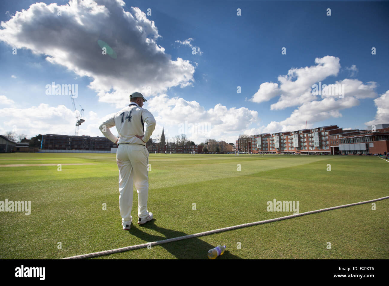 Cambridge University student cricketers playing at Fenner's Ground at