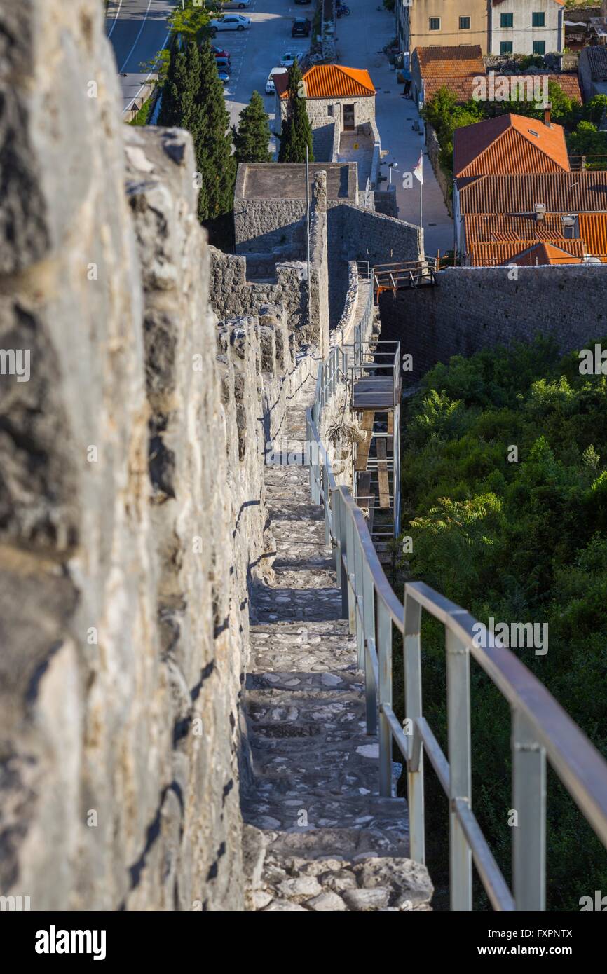 Ston old town in Dalmatia Croatia medieval fortifications Stock Photo