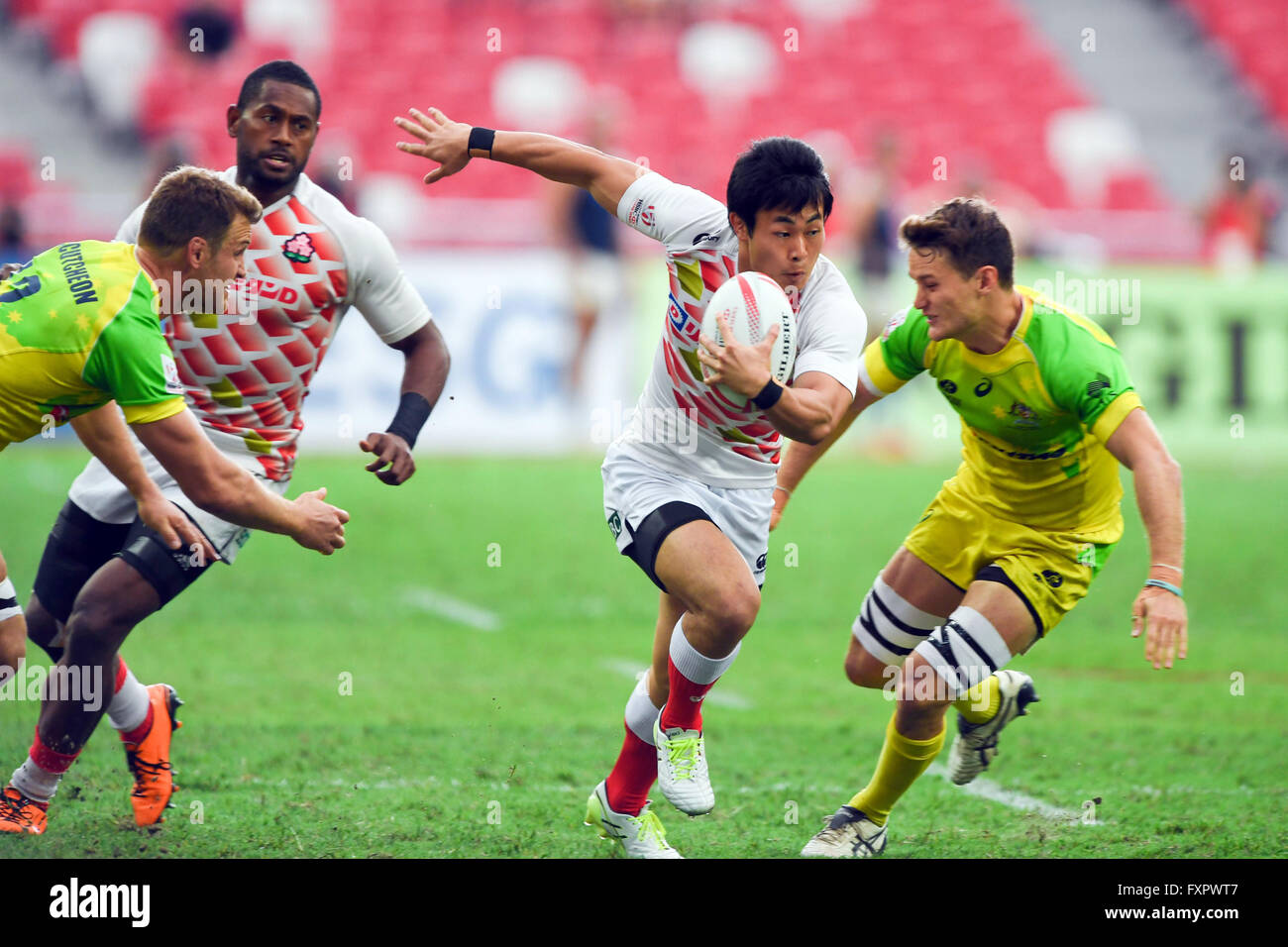Kenki Fukuoka (JPN), APRL 16, 2016 - Rugby : HSBC Sevens World Series, Singapore Sevens match Japan and Australia at National Stadium in Singapore. (Photo by Haruhiko Otsuka/AFLO) Stock Photo
