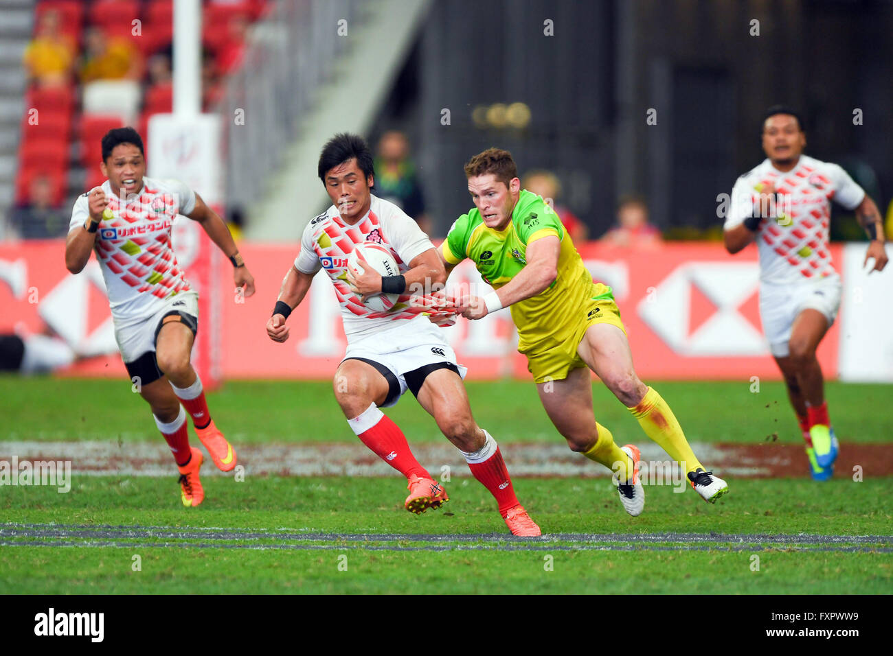 Katsuyuki Sakai (JPN), APRL 16, 2016 - Rugby : HSBC Sevens World Series, Singapore Sevens match Japan and Australia at National Stadium in Singapore. (Photo by Haruhiko Otsuka/AFLO) Stock Photo