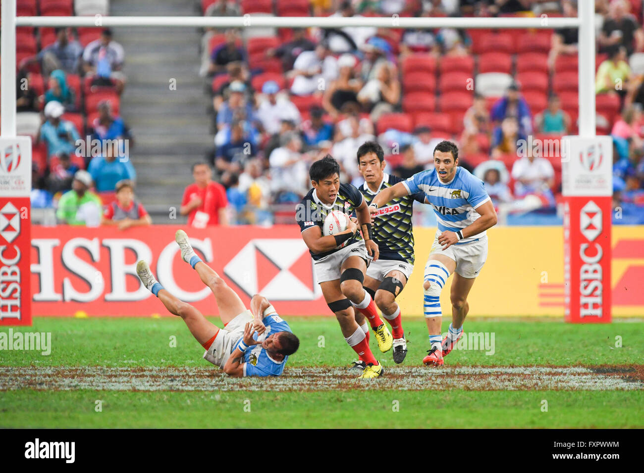 Yoshitaka Tokunaga (JPN), APRL 16, 2016 - Rugby : HSBC Sevens World Series, Singapore Sevens match Japan and Argentina at National Stadium in Singapore. (Photo by Haruhiko Otsuka/AFLO) Stock Photo