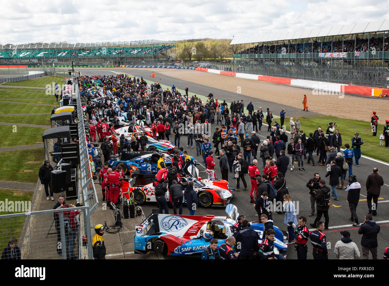 Silverstone, UK. 17th Apr, 2016. The start grid of the 6 Hours of