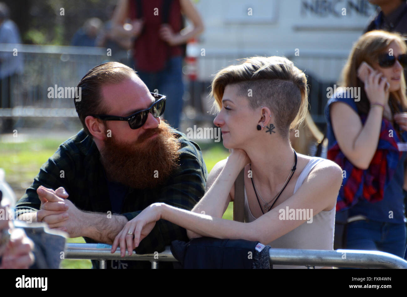 Brooklyn, New York, USA. 17th April, 2016. hipsters at Bernie Sanders Prospect Park Brooklyn april 17th 2016 Credit:  simon leigh/Alamy Live News Stock Photo