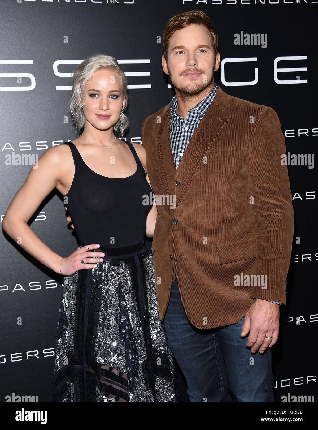 Las Vegas, Nevada, USA. 17th Apr, 2016. Jennifer Lawrence & Chris Pratt arrives for the CinemaCon 2016: Sony Pictures Presentation of 2016 Films at Caesar's Palace. Credit:  Lisa O'Connor/ZUMA Wire/Alamy Live News Stock Photo