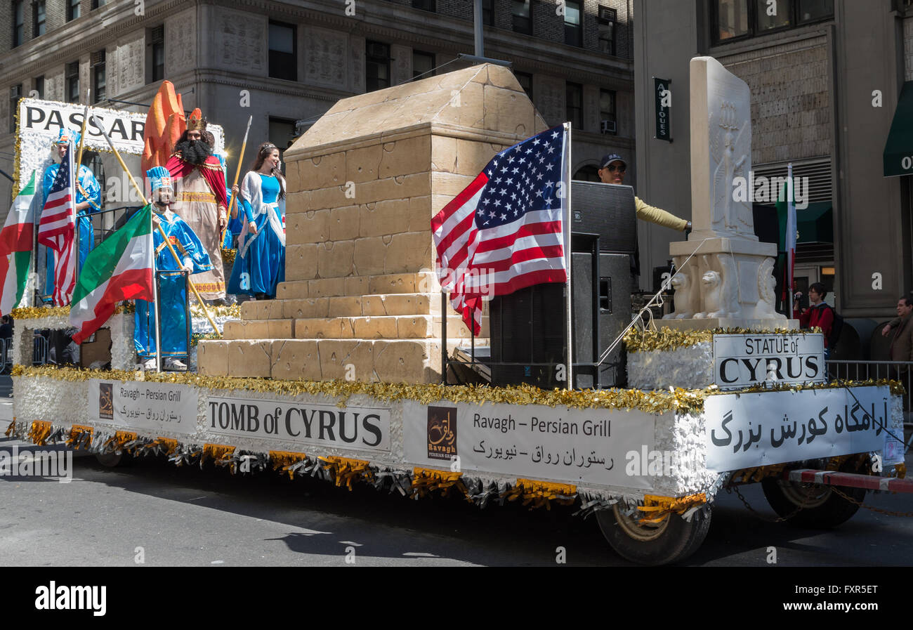 Tomb of Cyrus float in the Persian Parade, New York. Stock Photo