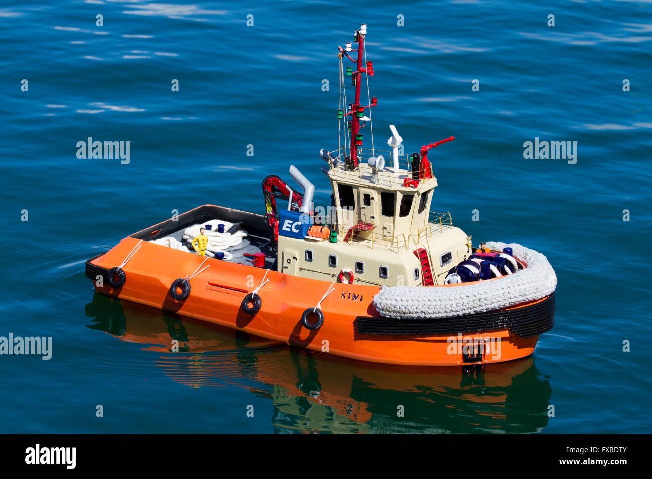A remote controlled model boat on a dedicated lake on New Brighton sea