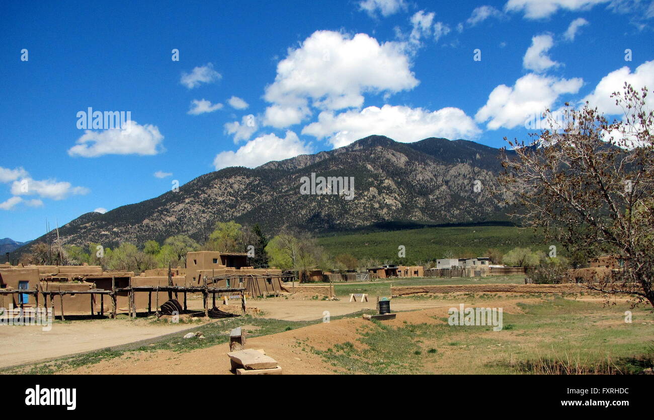 Adobe taos pueblos outdoors. Stock Photo