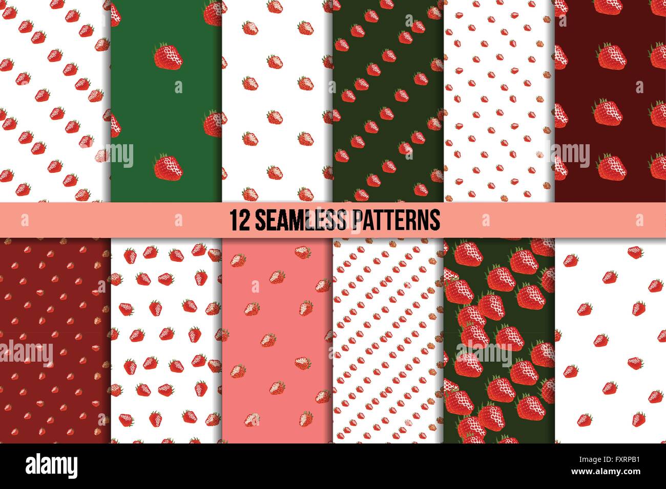 Seamless pattern set with strawberry Stock Vector Image & Art - Alamy