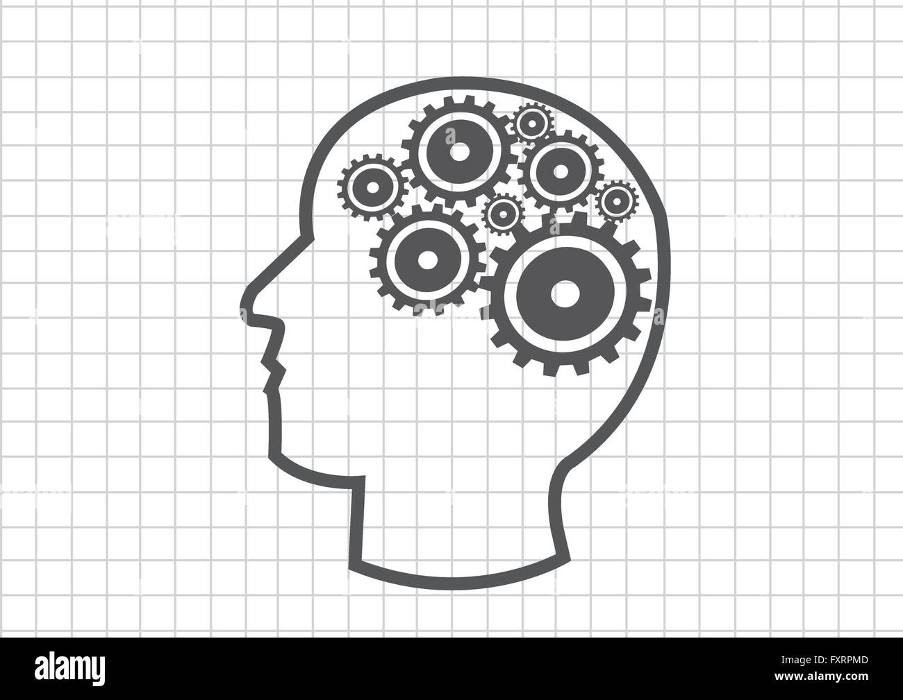 Human head and gears brain idea concept Stock Vector Image & Art - Alamy