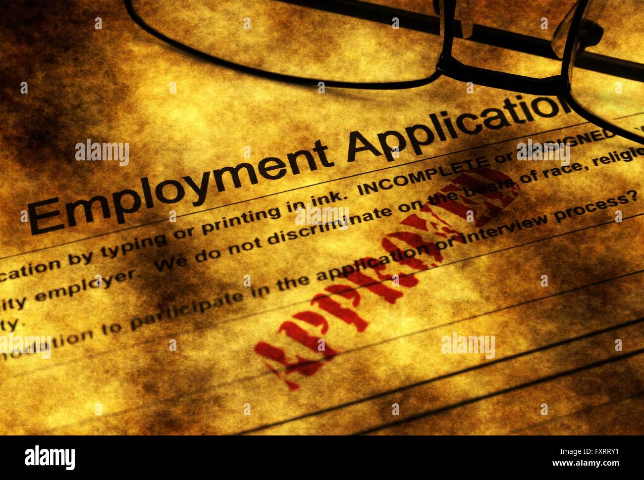 Employment application grunge concept Stock Photo - Alamy