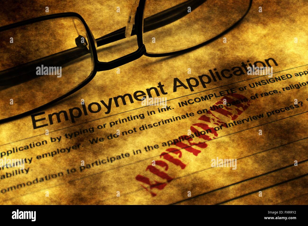 Employment application grunge concept Stock Photo - Alamy