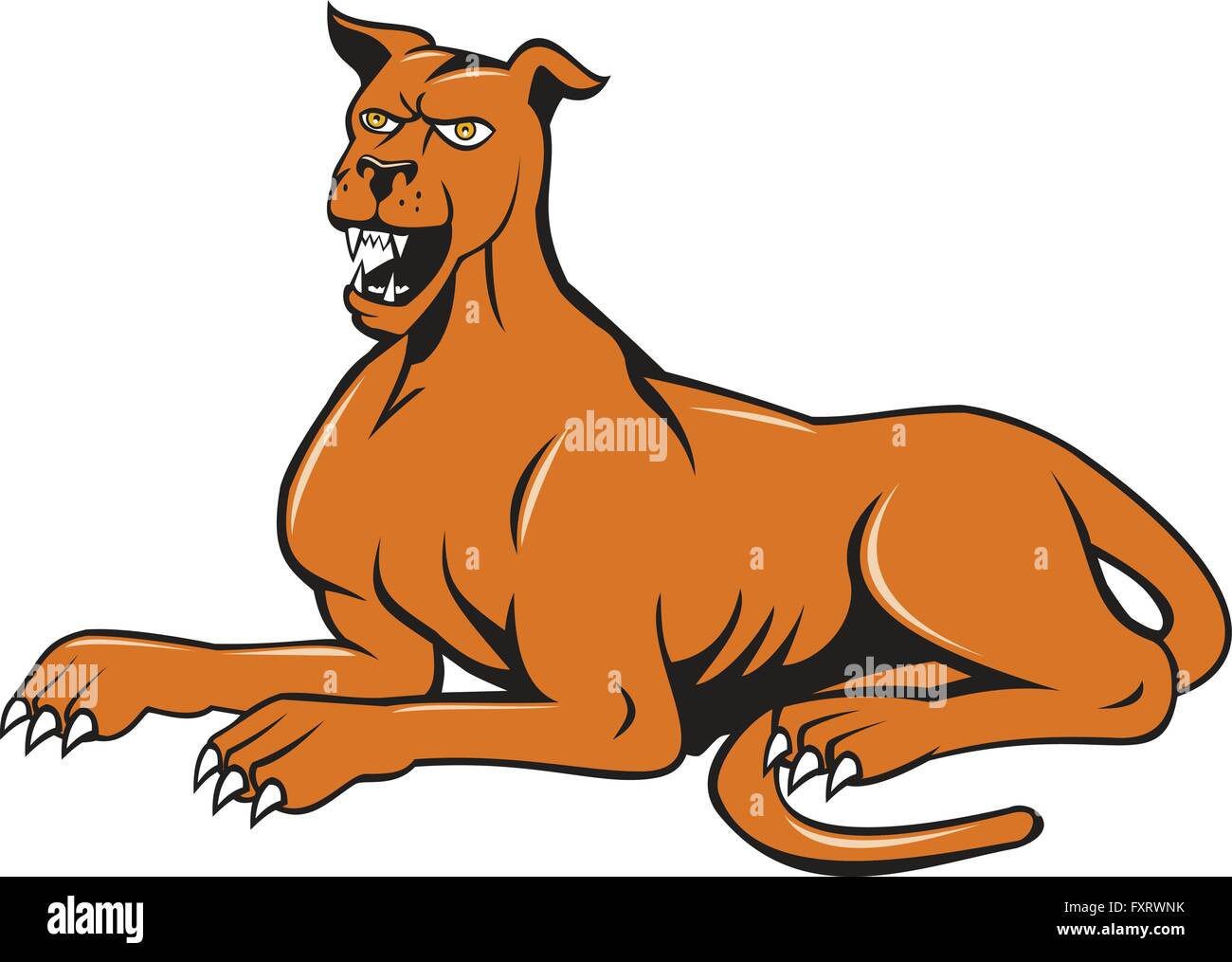 Illustration of a mastiff dog mongrel sitting barking set on isolated white background done in cartoon style. Stock Vector