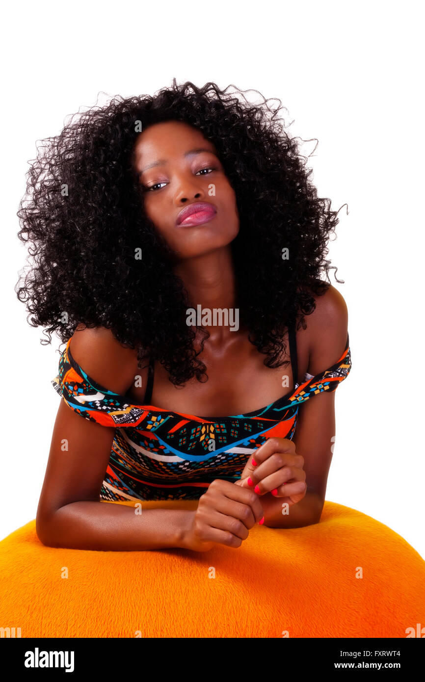 Young Skinny Attractive Black Teen Girl Confident Stock Photo