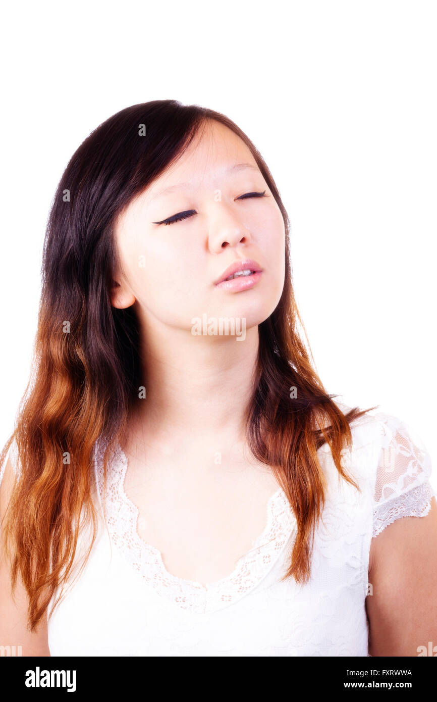 Portrait Young Attractive Chinese Woman Eyes Closed Stock Photo - Alamy