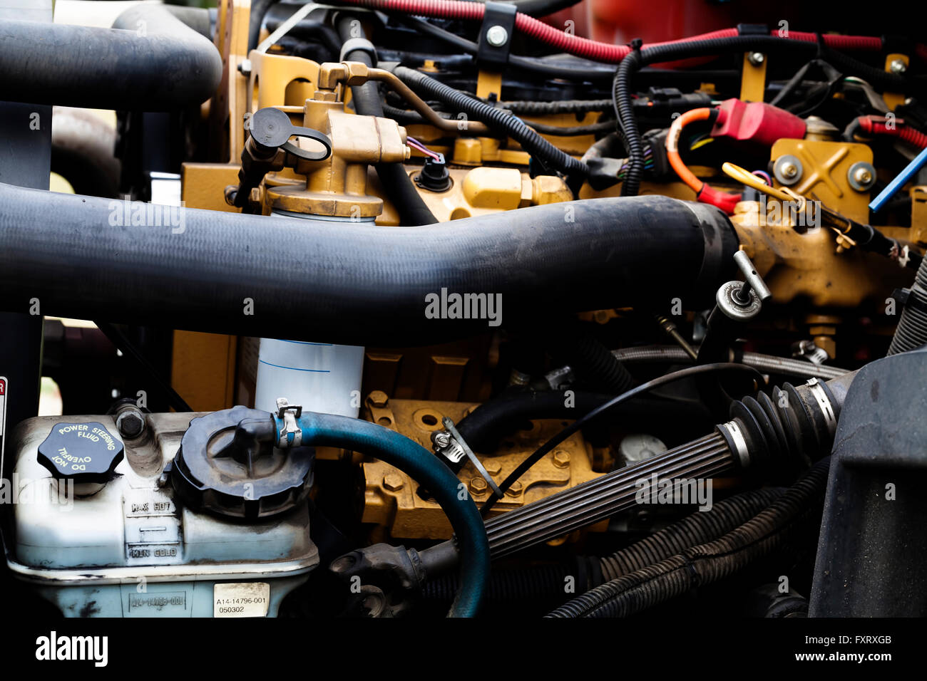 Hoses And Wiring Details Of Truck Engine Stock Photo