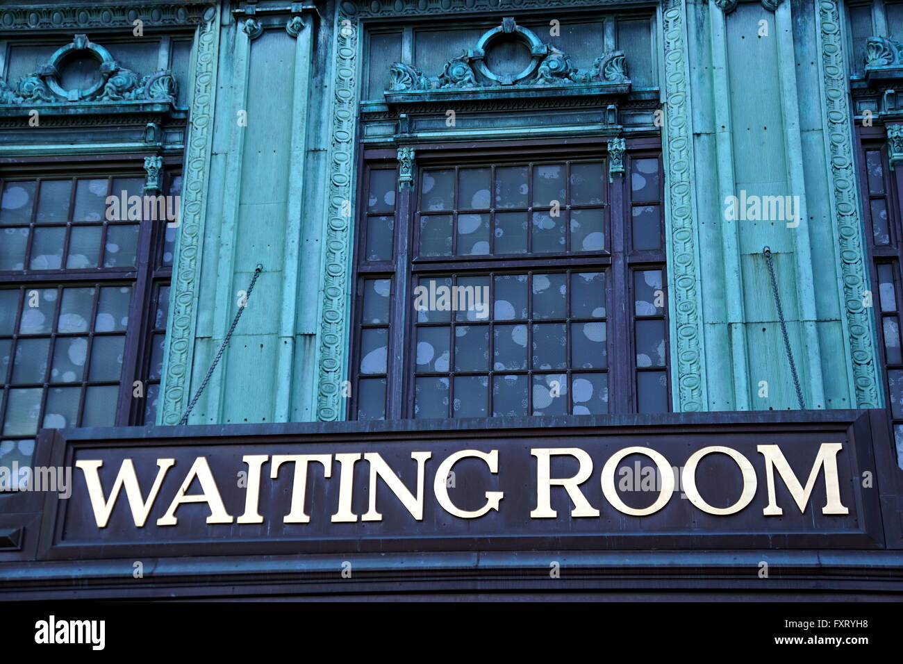 Waiting Room at Hoboken Train Terminal, Hoboken, New Jersey, USA Stock Photo