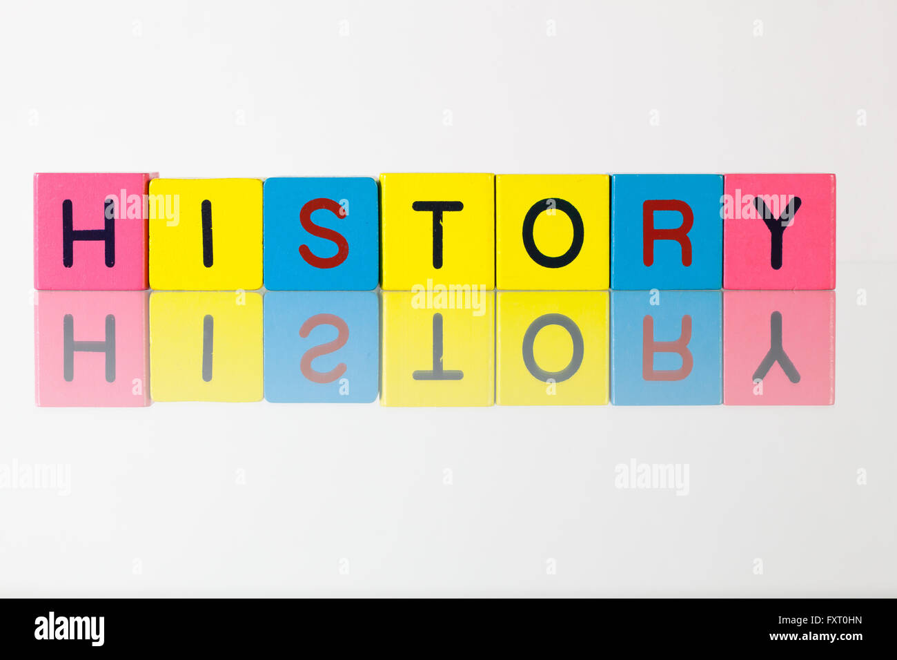 History an inscription from children's wooden blocks Stock Photo Alamy