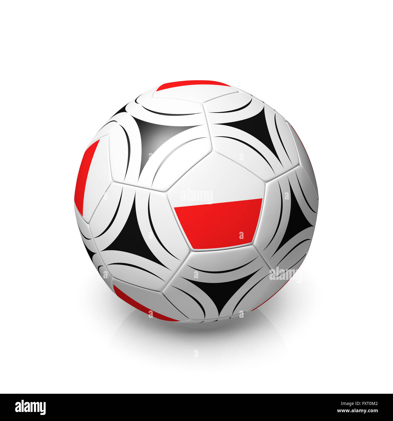A football with a Polish flag, 3d render on a white background Stock