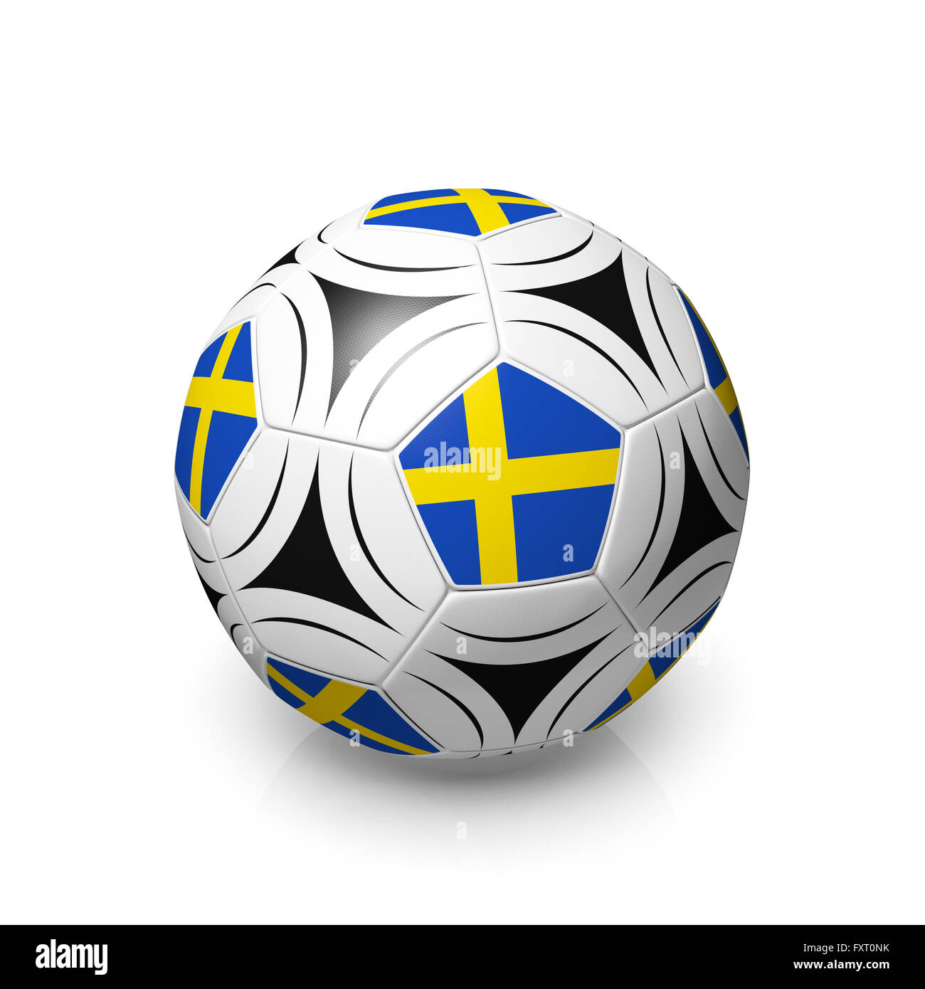 A football with a Swedish flag, 3d render on a white background. Stock Photo