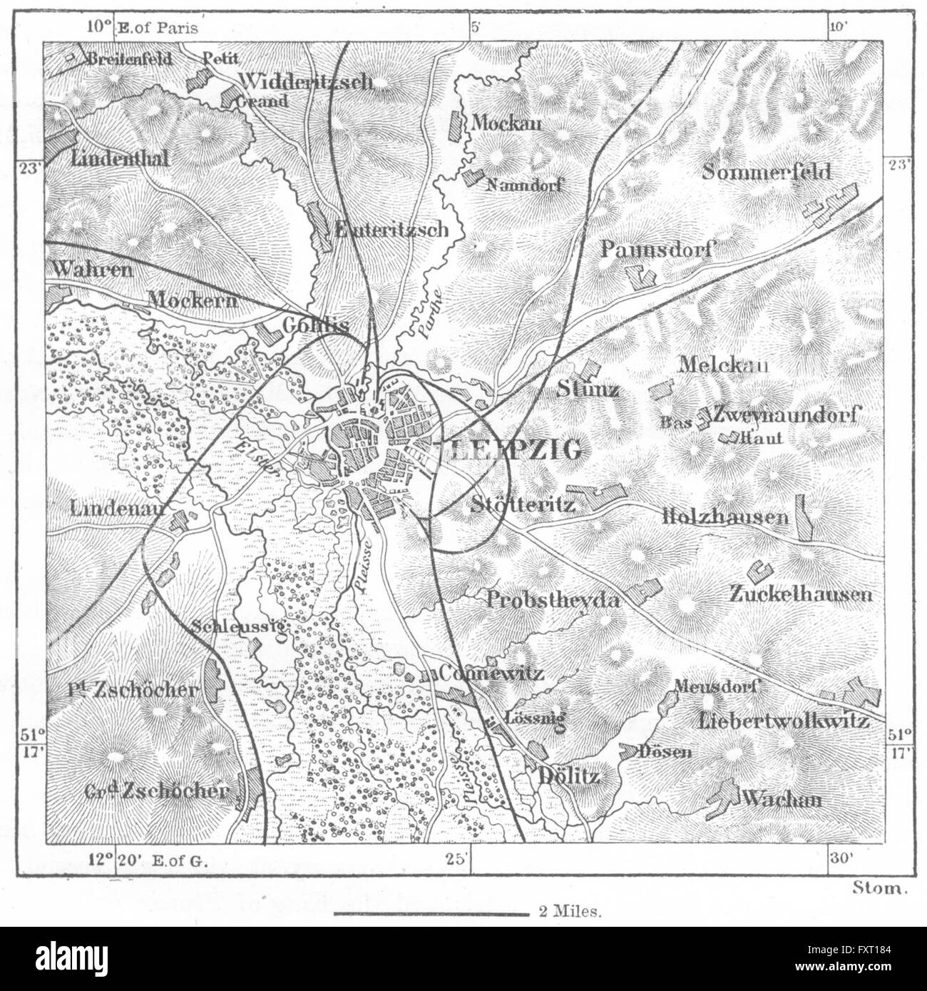 GERMANY: Leipzig, sketch map, c1885 Stock Photo