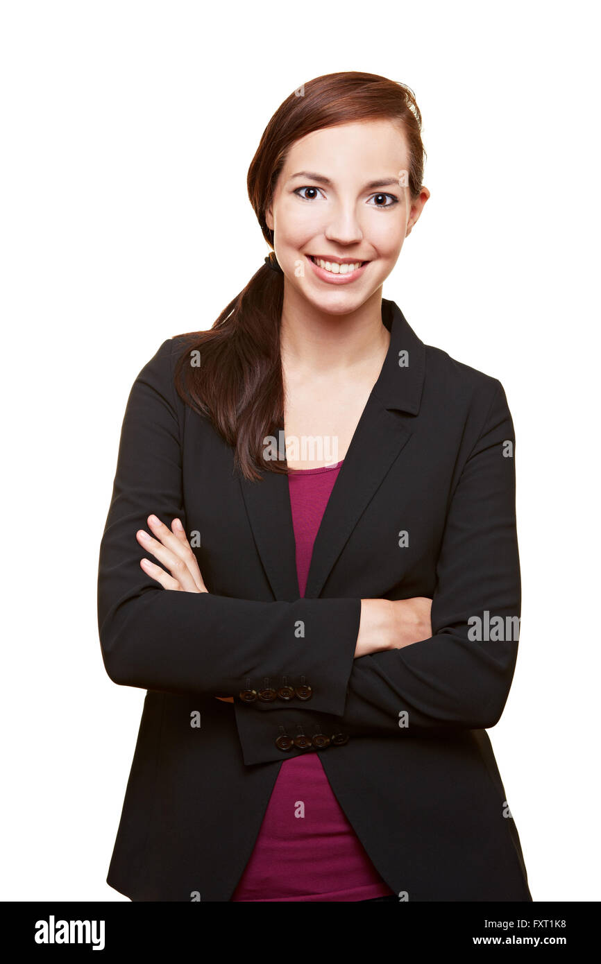 Successful young business woman with her arms crossed Stock Photo - Alamy