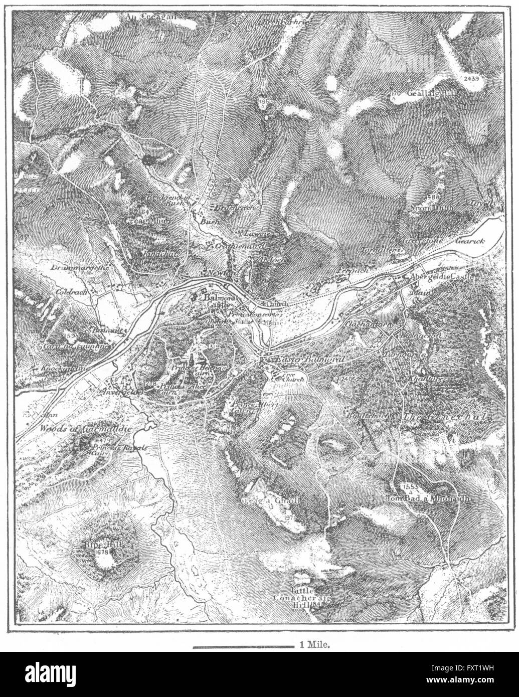 SCOTLAND: Balmoral, sketch map, c1885 Stock Photo