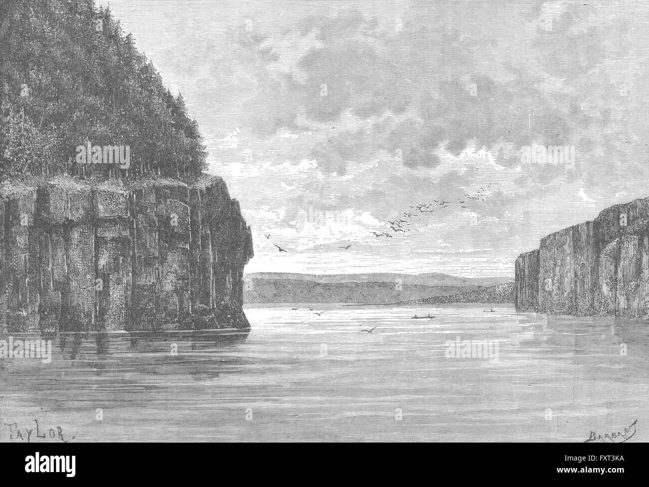 RUSSIA: Angara below Padunskiy Rapid, antique print c1885 Stock Photo