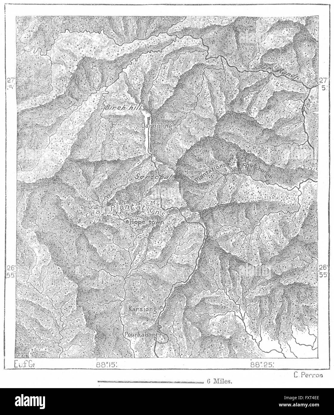 INDIA: Darjeeling, sketch map, c1885 Stock Photo