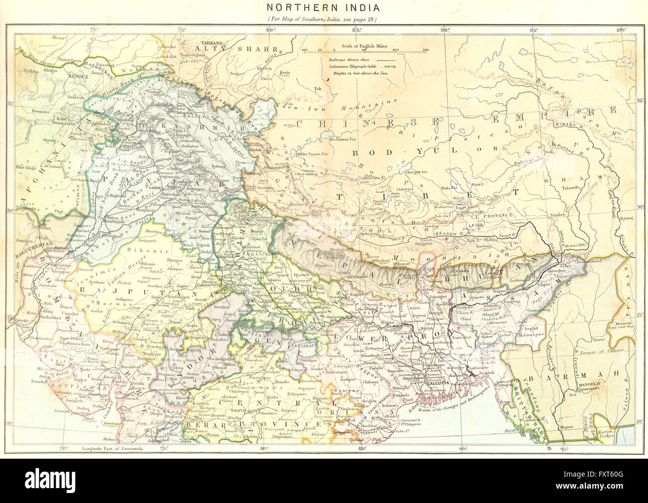 INDIA: North, c1885 antique map Stock Photo