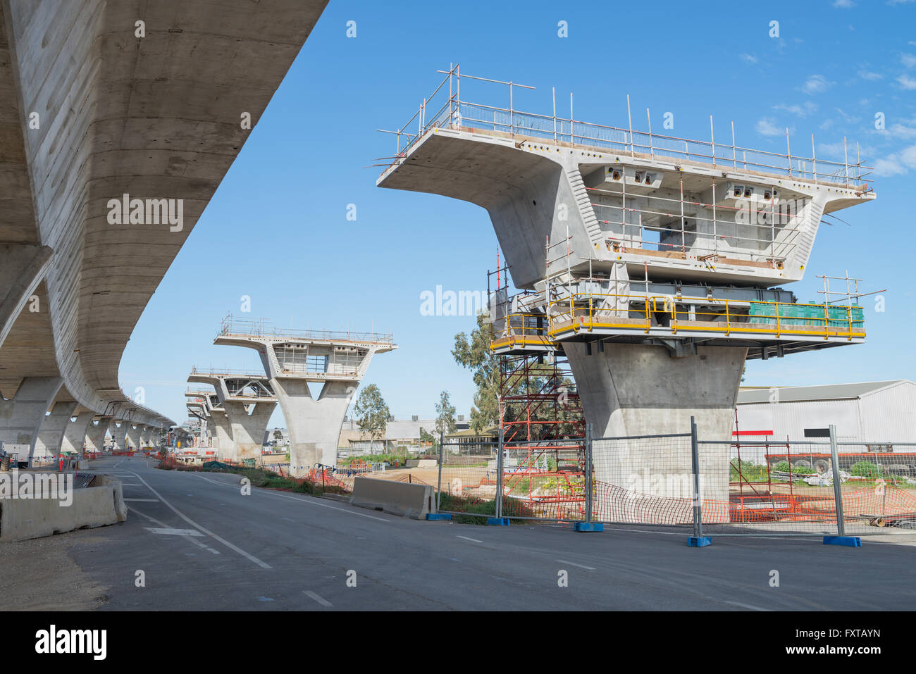 road currently under construction at several levels to increase traffic Stock Photo