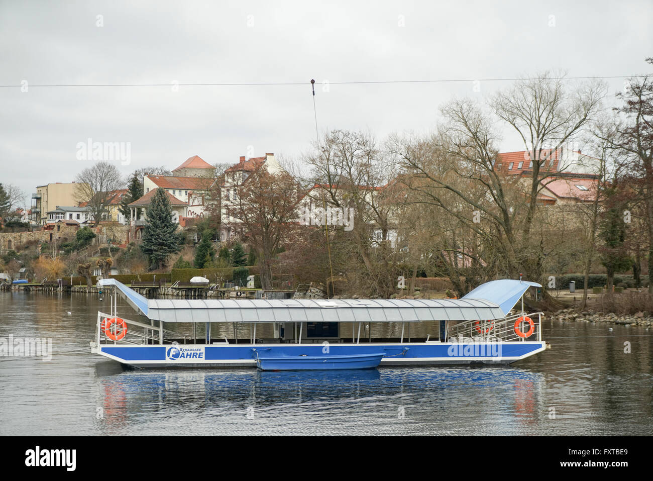 Unique Electric Ferry across Straussee Lake in Strausberg, Germany -1 Stock Photo