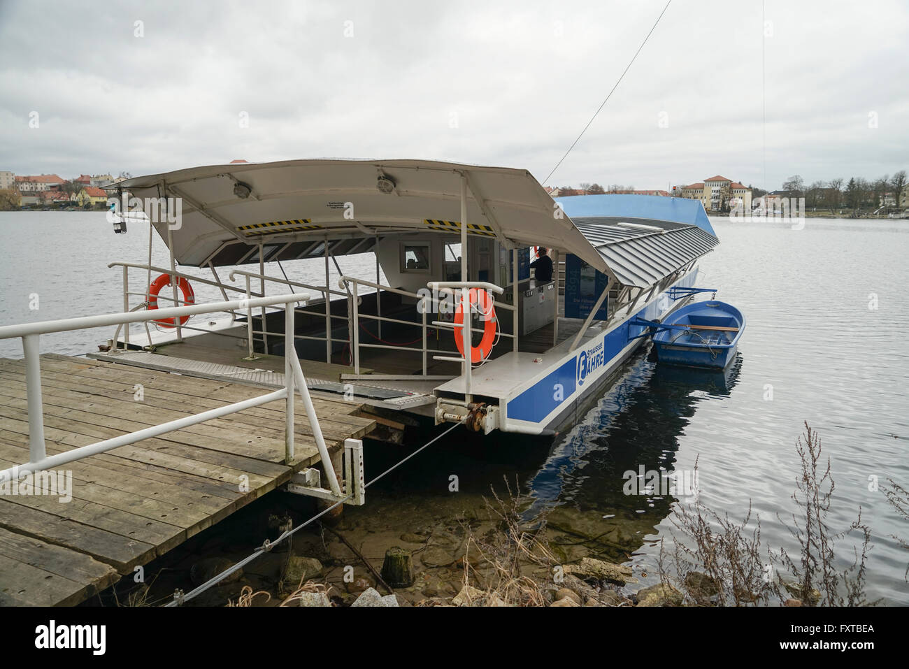 Unique Electric Ferry across Straussee Lake in Strausberg, Germany -2 Stock Photo