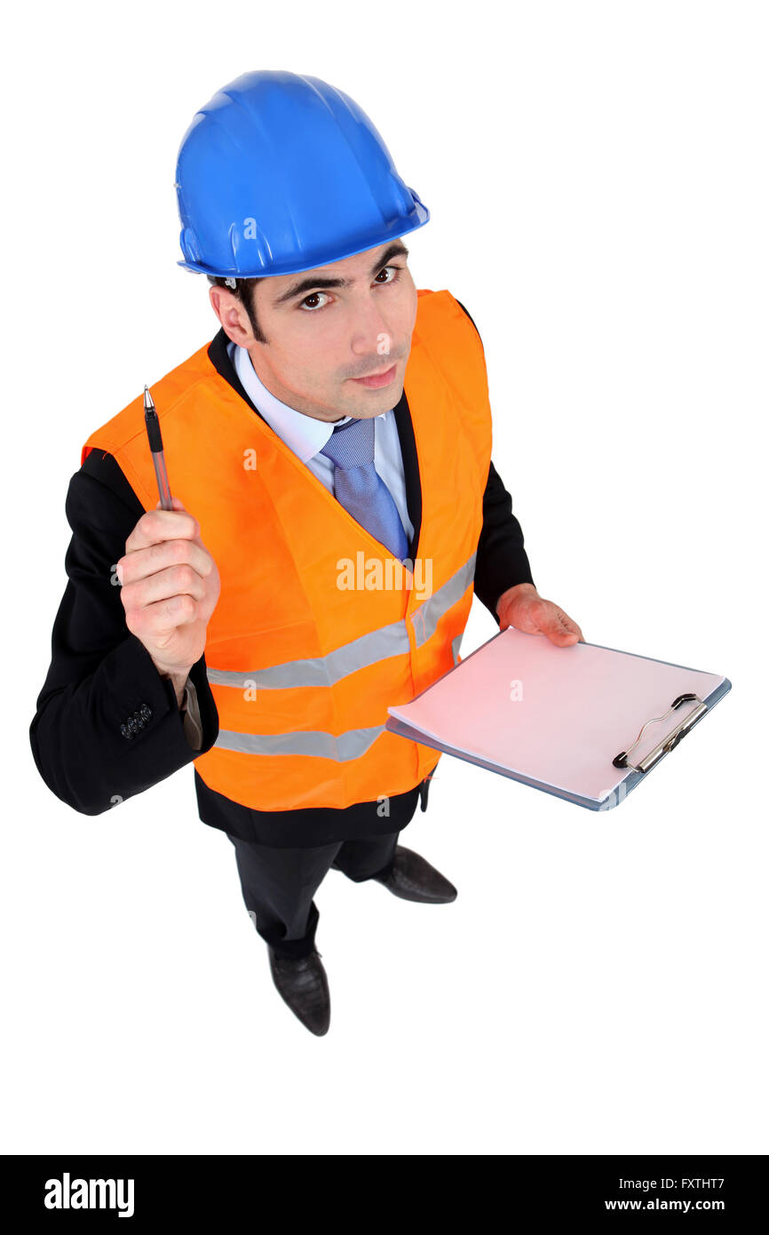 An architect with a clipboard. Stock Photo