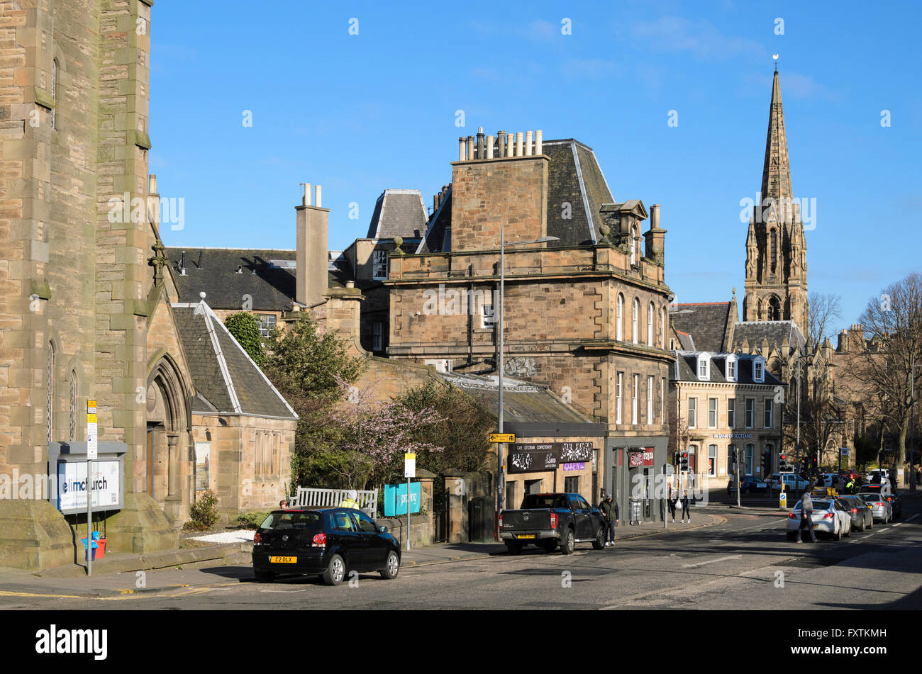 Holy Corner in the Morningside district of Edinburgh, Scotland Stock