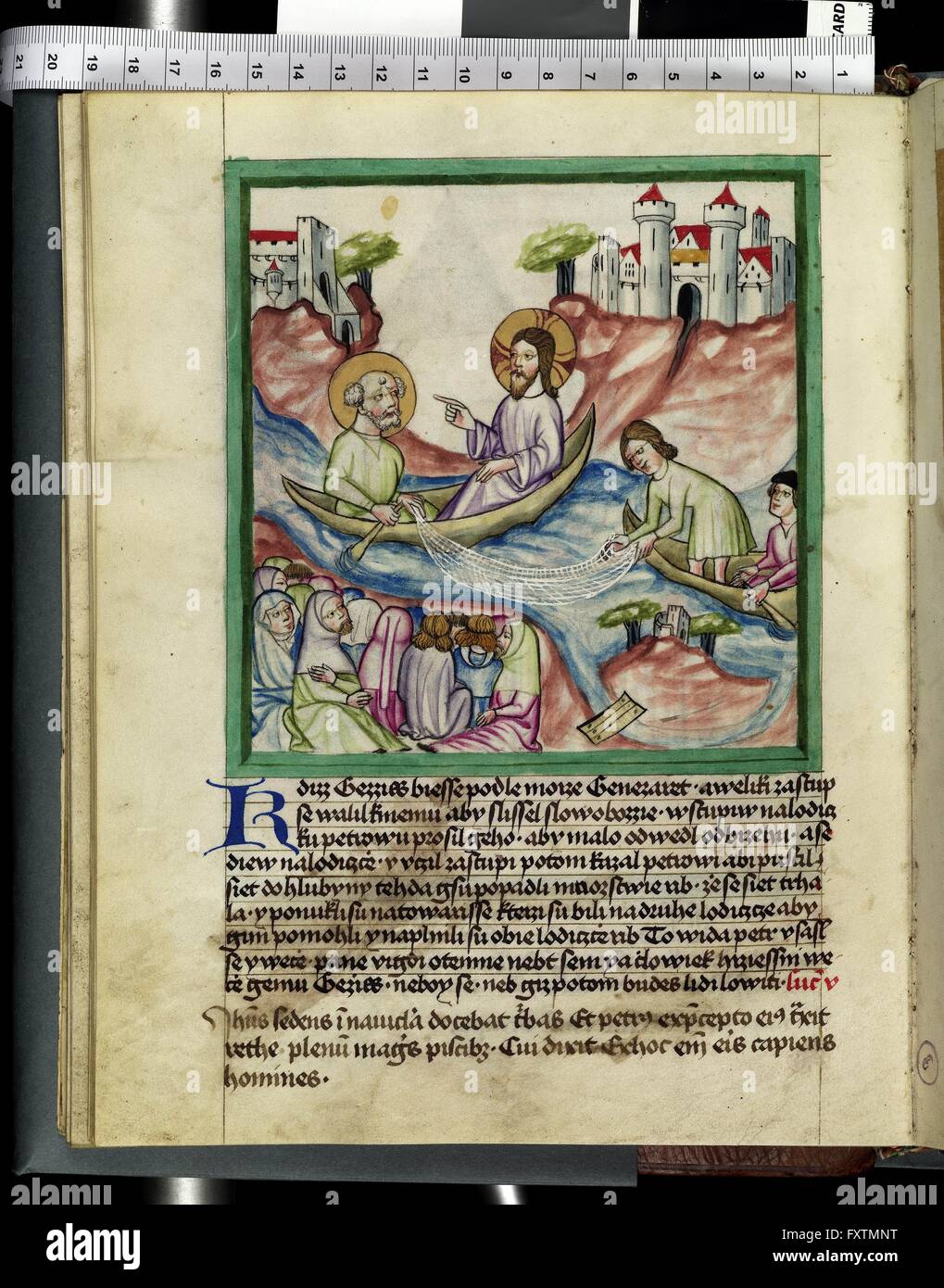 Cod. 485, fol. 13v: Leben Jesu: Der wunderbare Fischfang Stock Photo