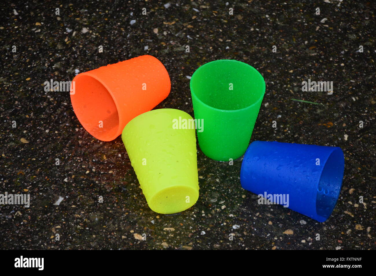 Colorful Goblets in the Rain Stock Photo