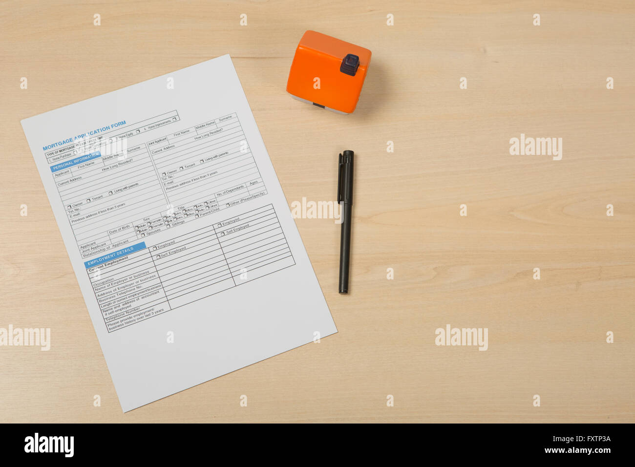 First time buyer - mortgage application form Stock Photo