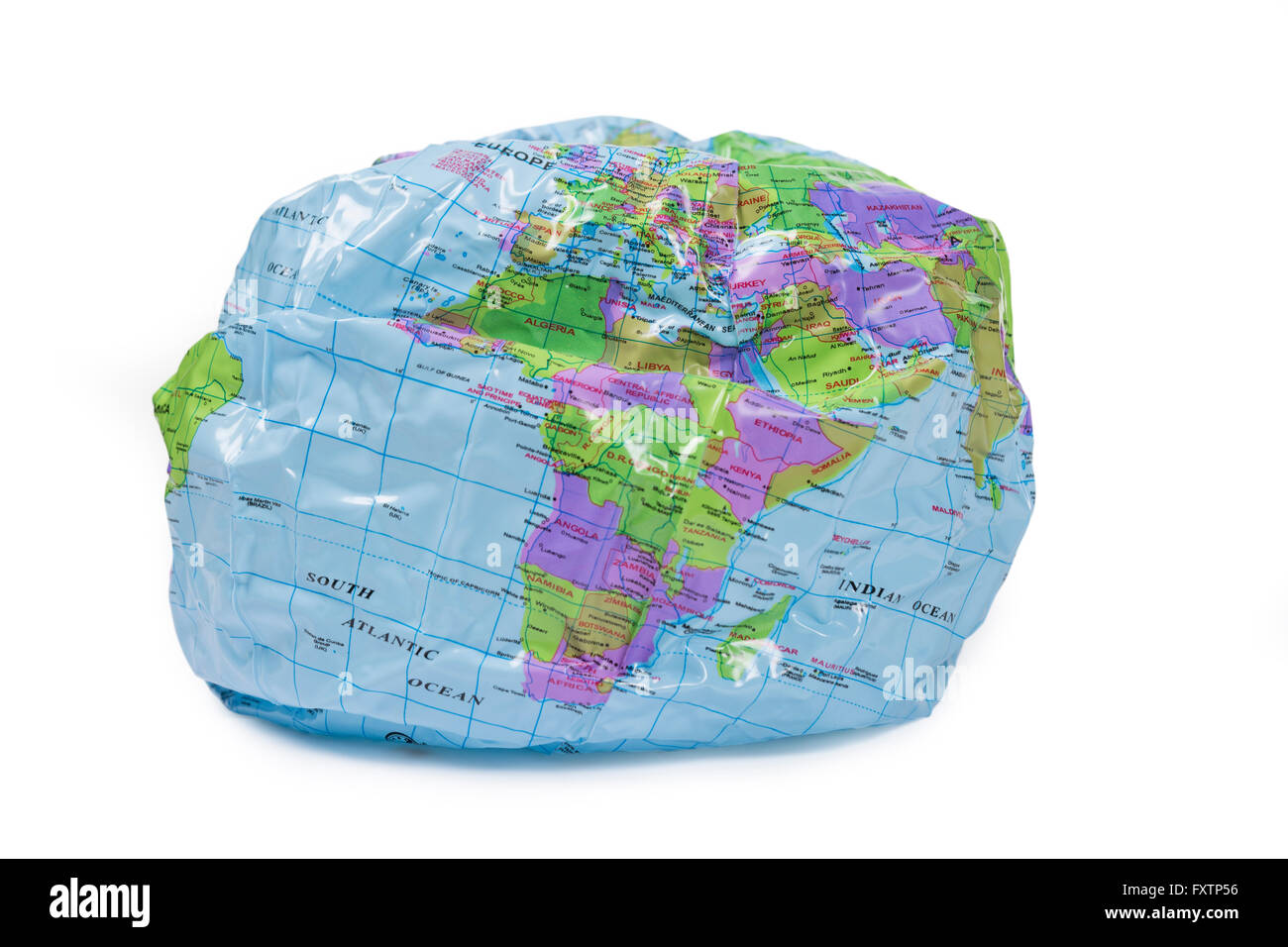 deflating world - Melting global warming Stock Photo