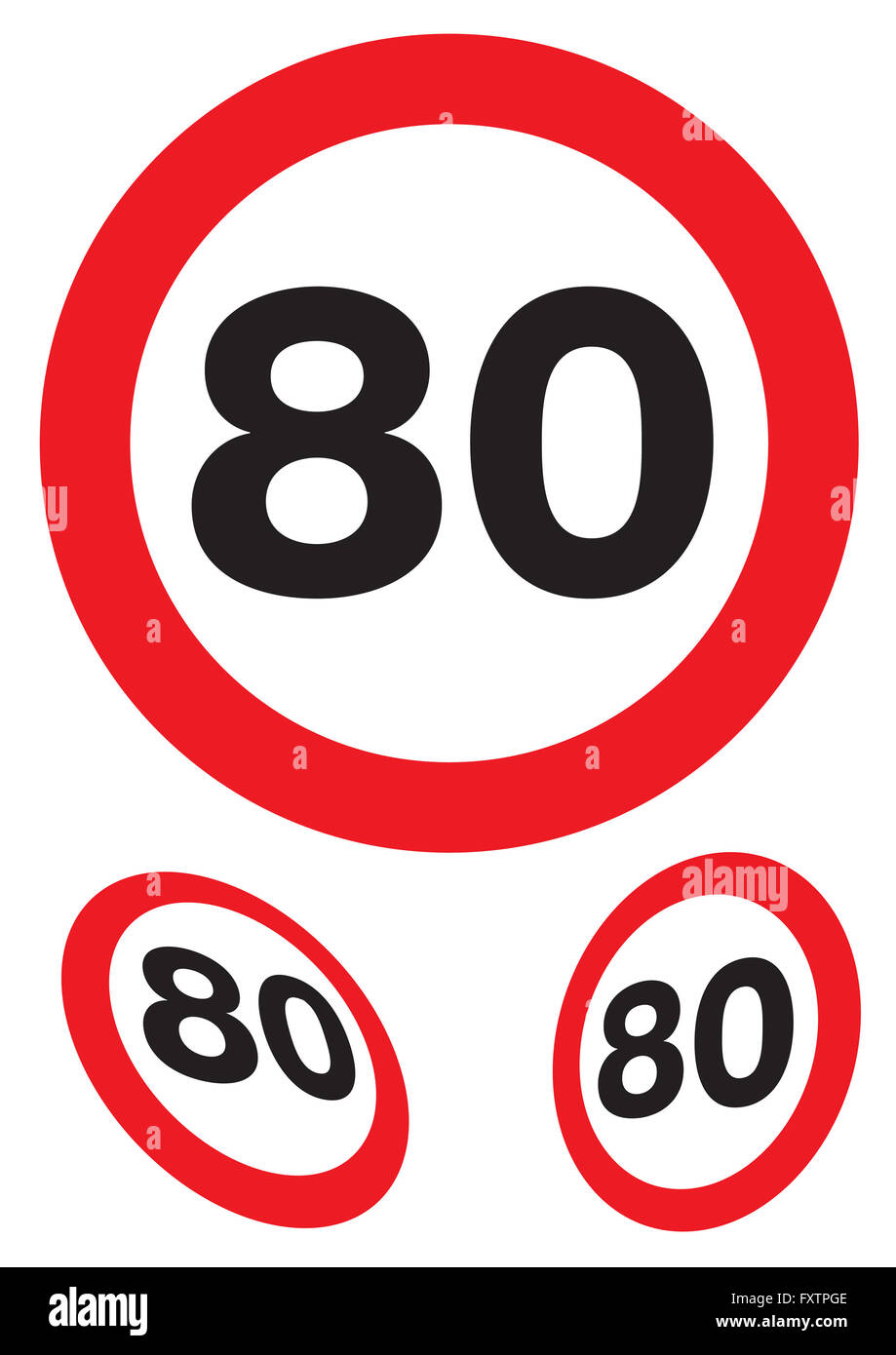 Eighty miles per hour speed signs isolated on white Stock Photo Alamy