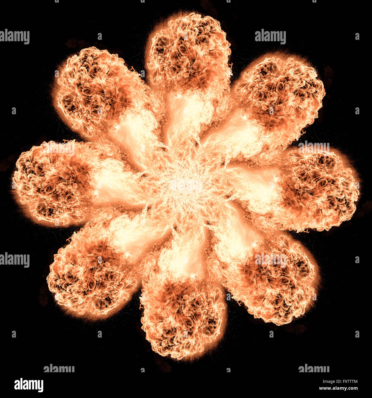 Digitally enhanced image of fire patterns Stock Photo