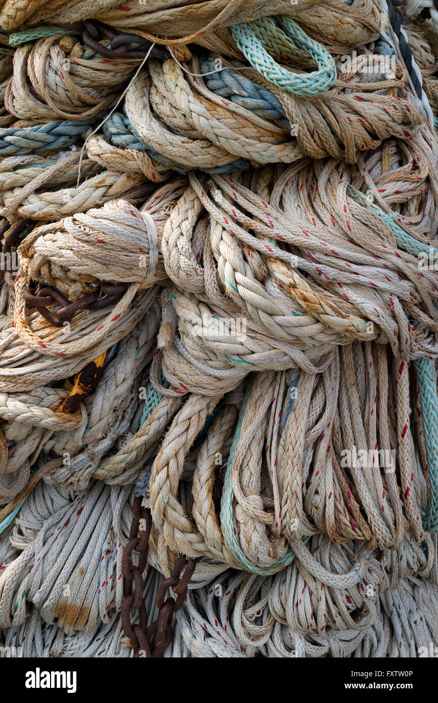 Large ropes hanging to dry Stock Photo