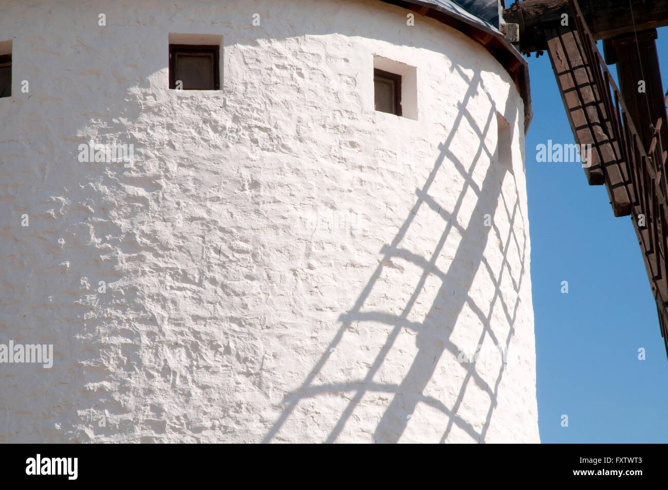 Detail of windmill. Campo de Criptana, Ciudad Real province, Castilla La Mancha, Spain. Stock Photo