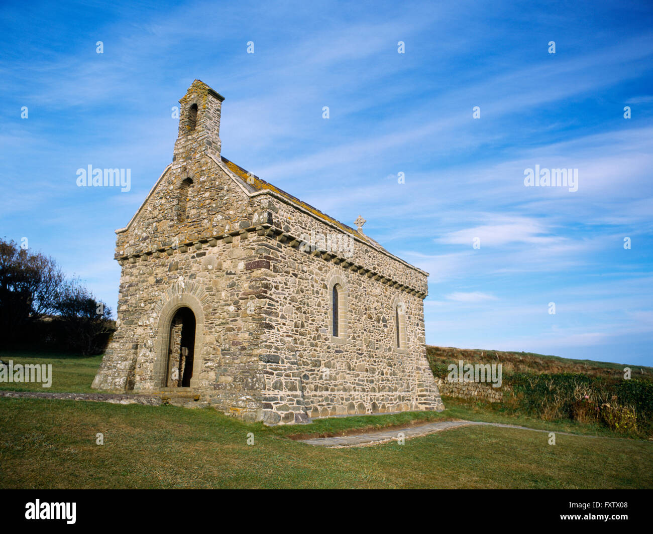Celtic-style Chapel of Our Lady and St Non, built 1930 close to the medieval St Non's Well and ruined chapel, St David's, Pembrokeshire, Wales, UK Stock Photo