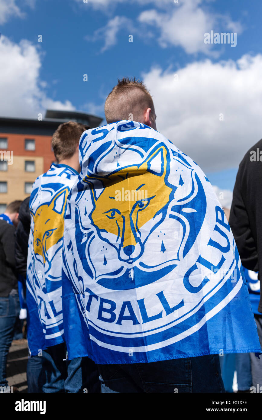 Leicester City Football Club Supporters And Fans 2016,UK Stock Photo