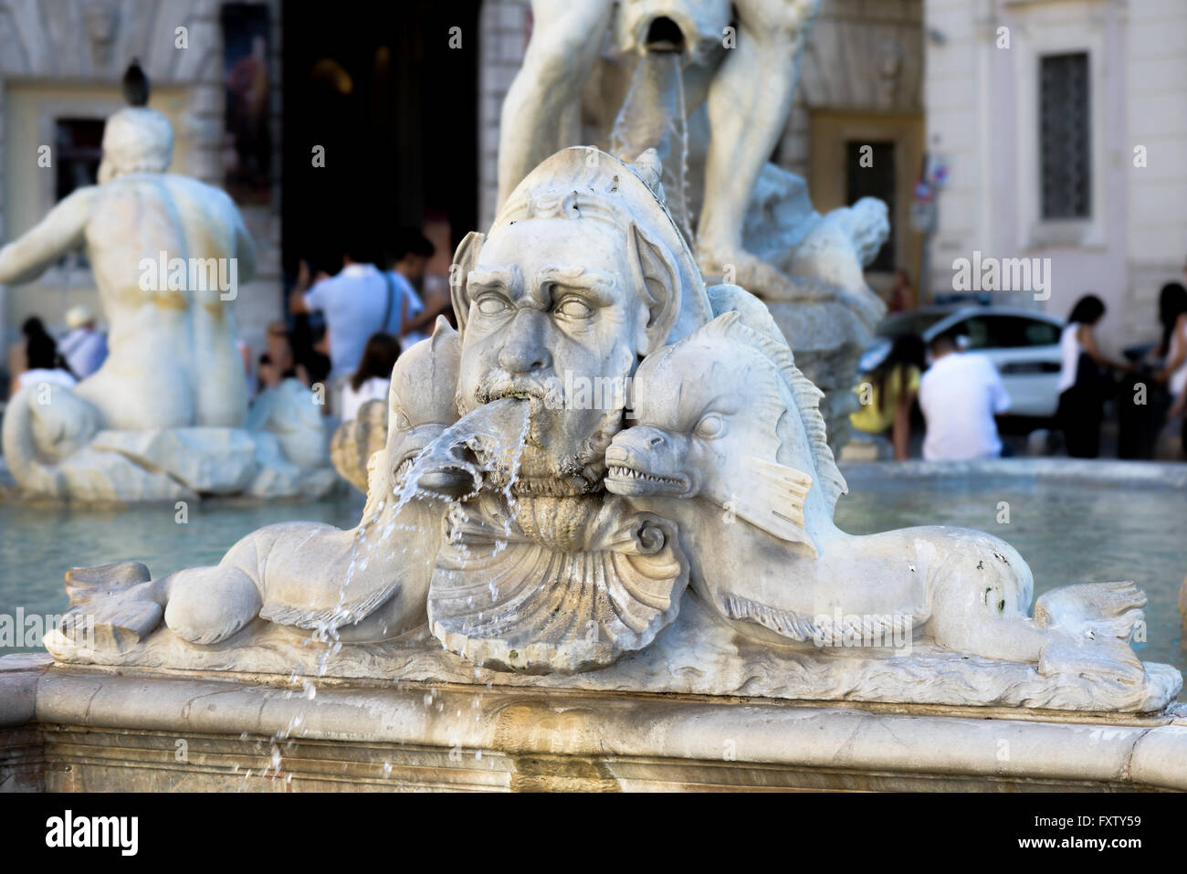 particular of the fountain del Moro in Navona square Rome Stock Photo