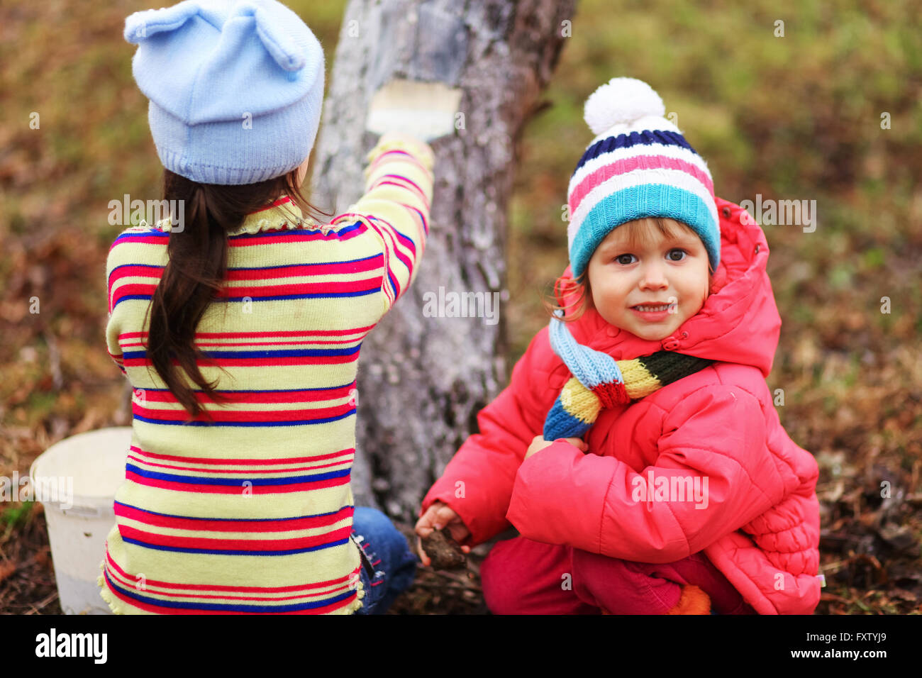 The child in garden happiness outdoors work Stock Photo Alamy