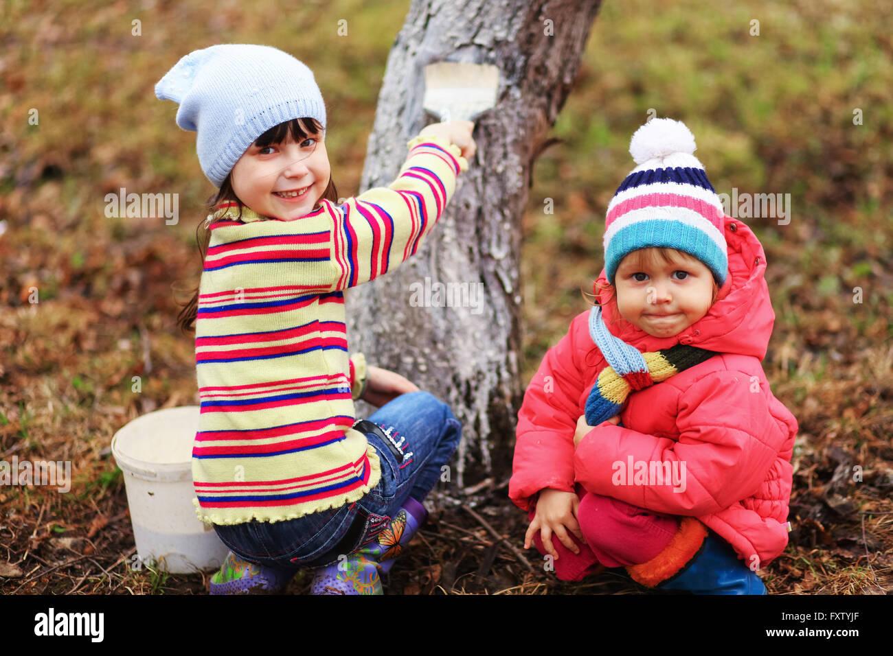 The child in garden happiness outdoors work Stock Photo Alamy