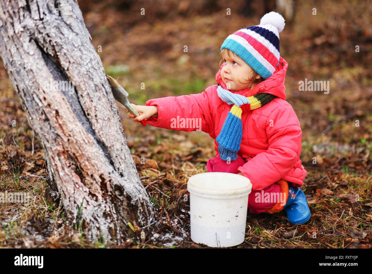 The child in garden happiness outdoors work Stock Photo Alamy