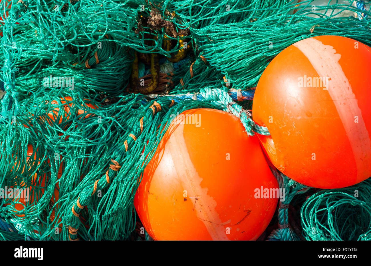 Fishing net and floats in fishing port Maasholm Stock Photo Alamy